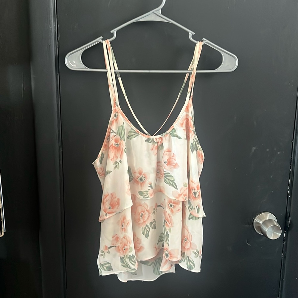 Forever 21 Ruffle Flower Tank Top